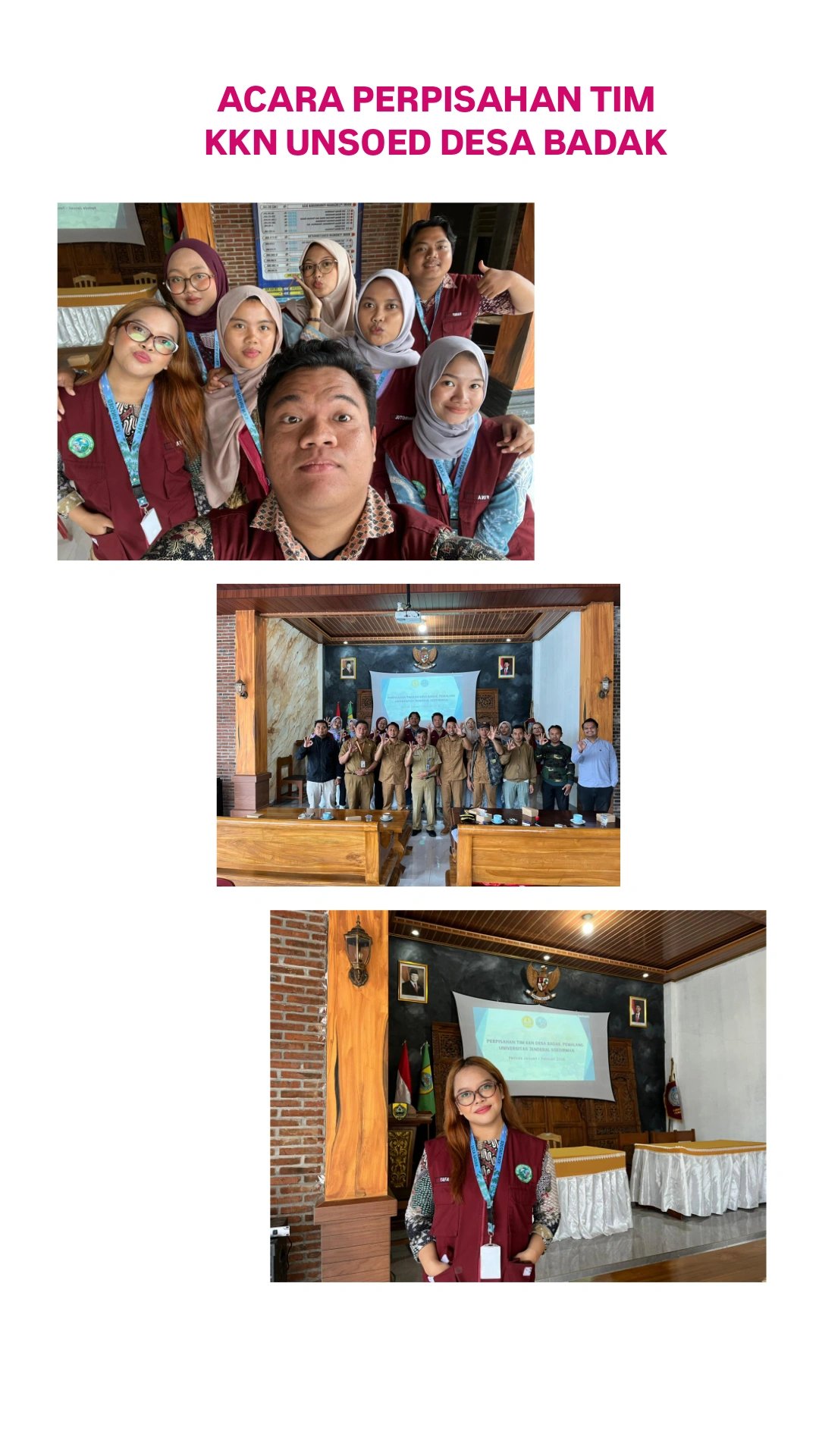 Perpisahan TIM KKN UNSOED Desa Badak di Pendopo Balai Desa Badak