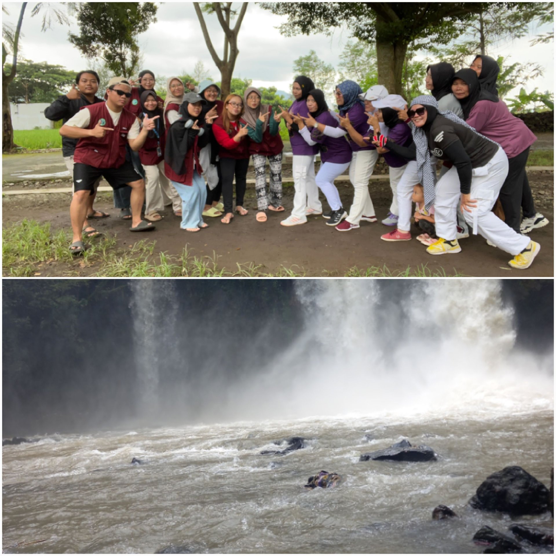 Hari ke 32 kkn - Senam bersama ibu-ibu dan mengunjungi wisata curug bengkawah di daerah sikasur