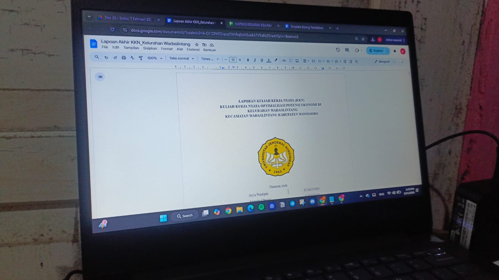 Penyusunan Laporan Akhir KKN - Minggu, 8 Februari 2026