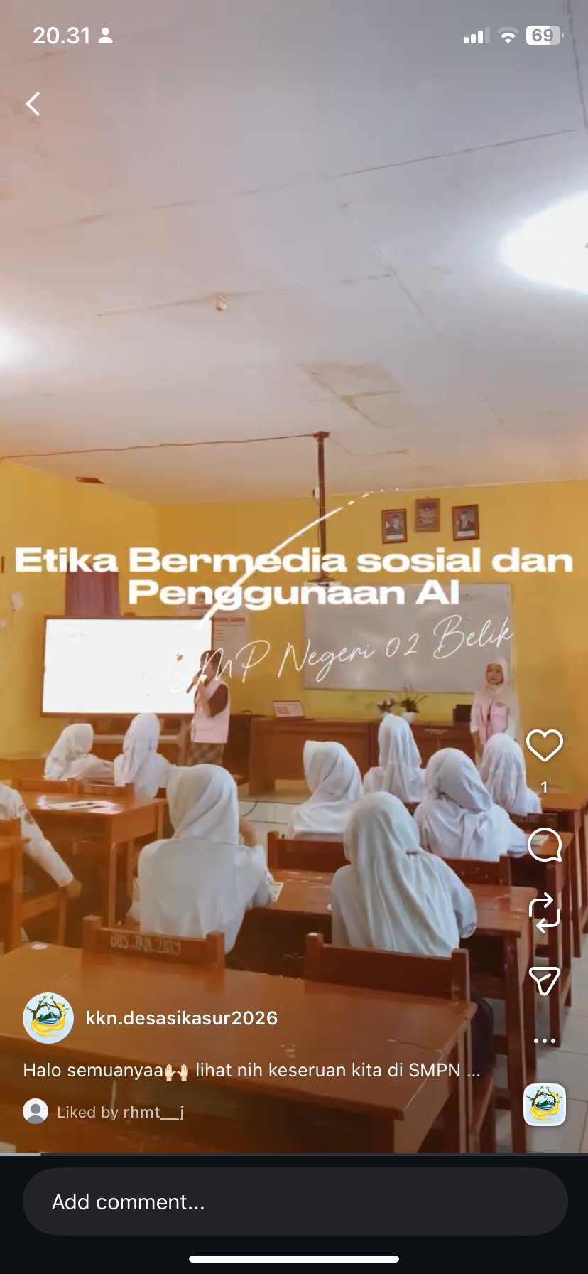 DAY 28 KKN DESA SIKASUR SOSIALISASI ETIKA BERMEDIA SOSIAL DAN PENGGUNAAN AI