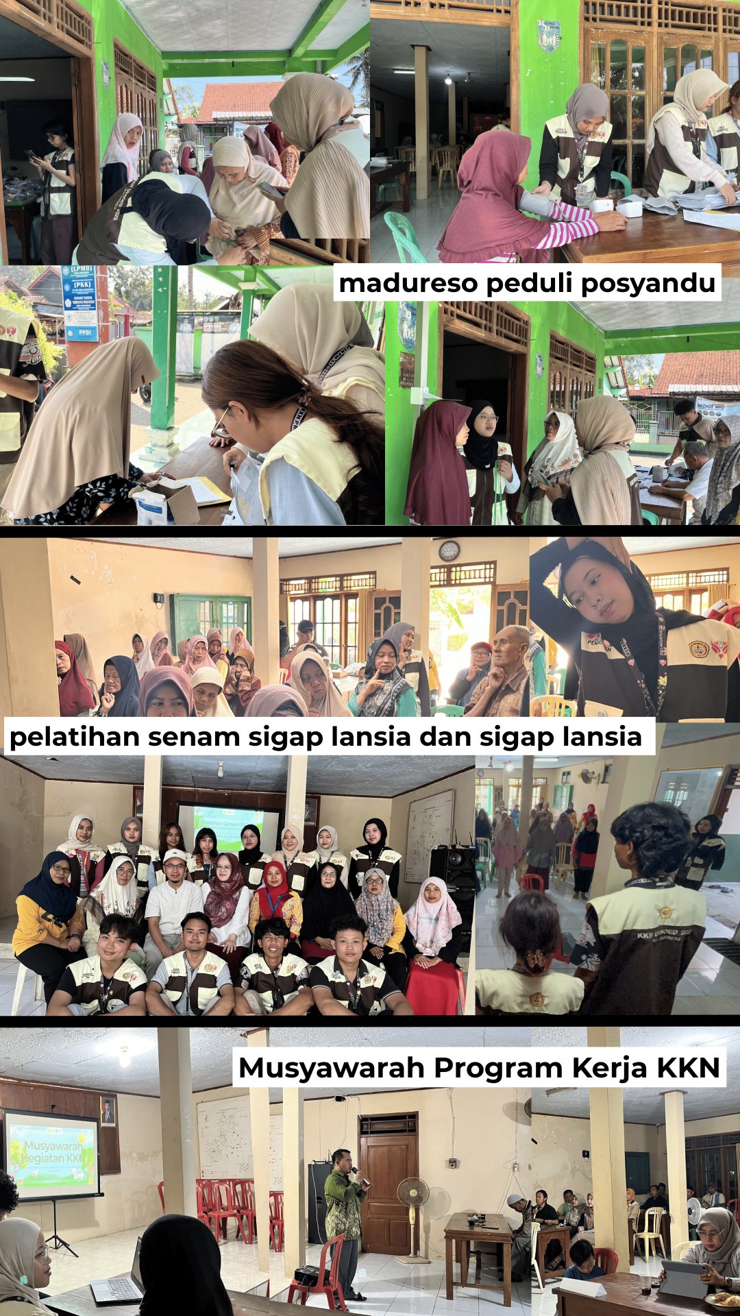 Madureso Peduli Posyandu, Sosialiasi Senam Lansia Sigap, Pelatihan Senam Sigap Lansia, dan Musyawarah Program Kerja KKN
