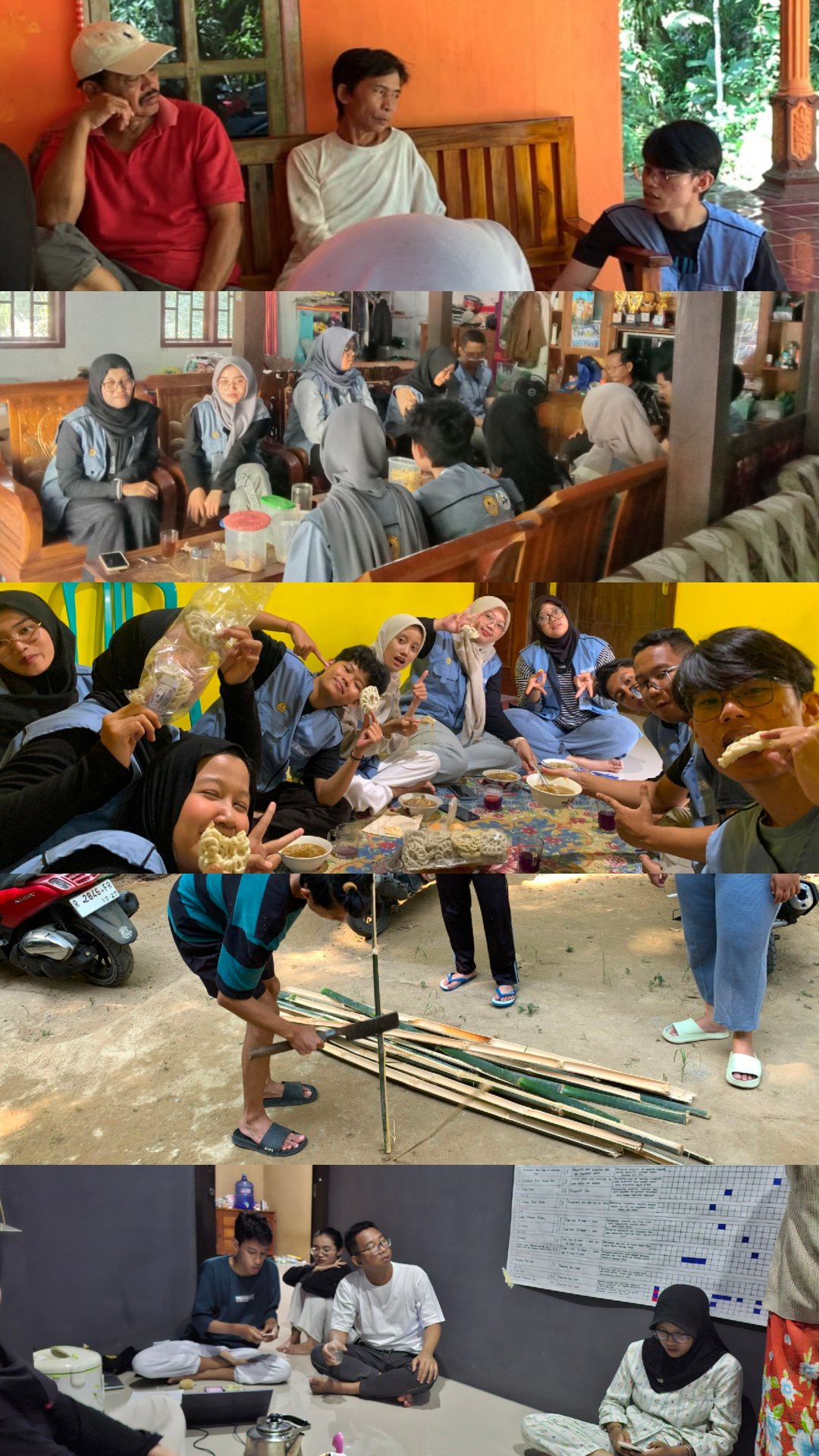 kunjungan ke ketua RT 1 RW 9, kunjungan ke pengurus bank sampah, persiapan pembuatan plang bank sampah, kunjungan ke rumah pak kades dan transparansi dana