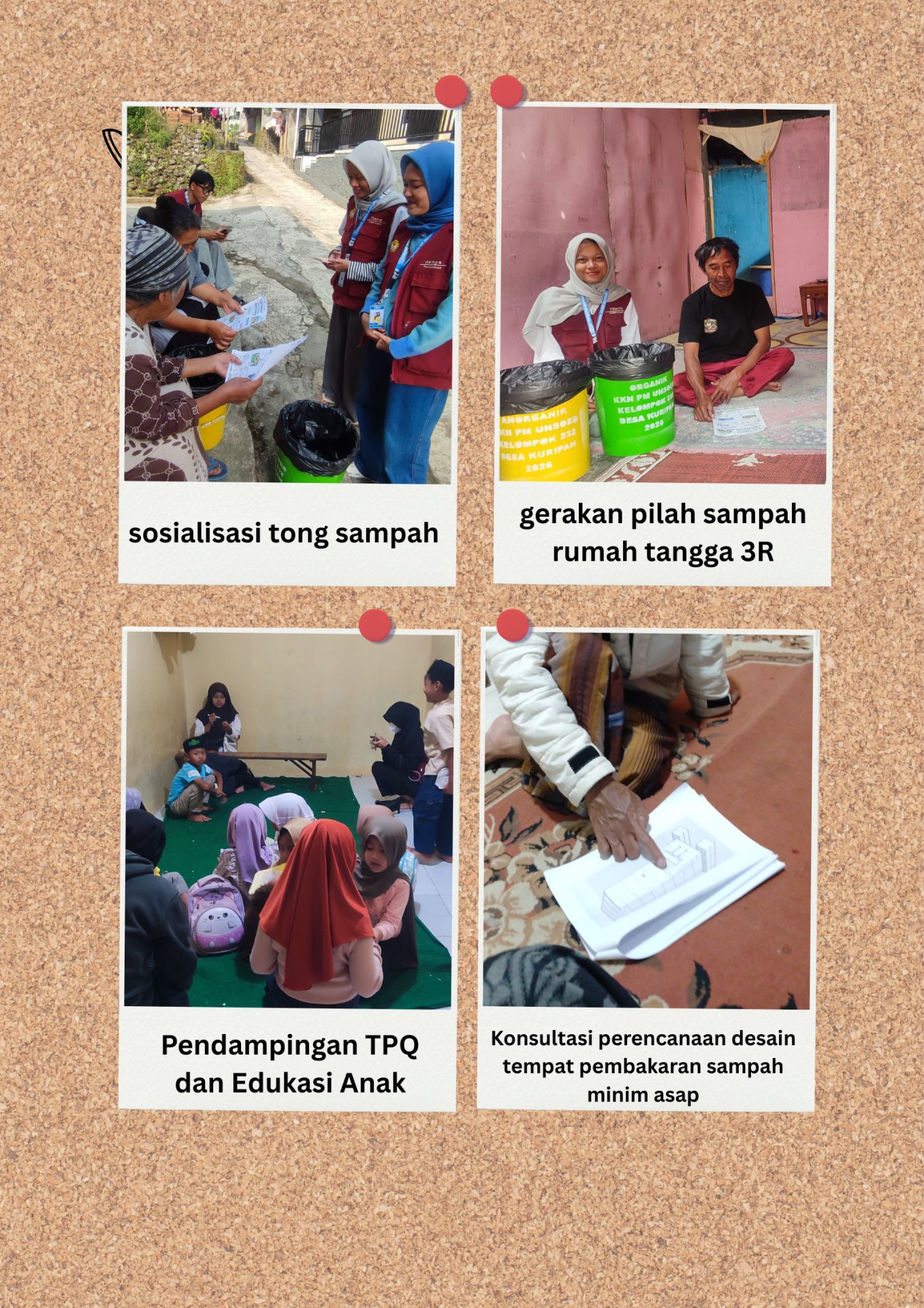 Pelaksanaan Sosialisasi Pemilahan Sampah Berbasis 3R, Gerakan Pilah Sampah dari Rumah (GPS Rumah), Pendampingan TPQ, dan Perencanaan Tempat Pembakaran Sampah