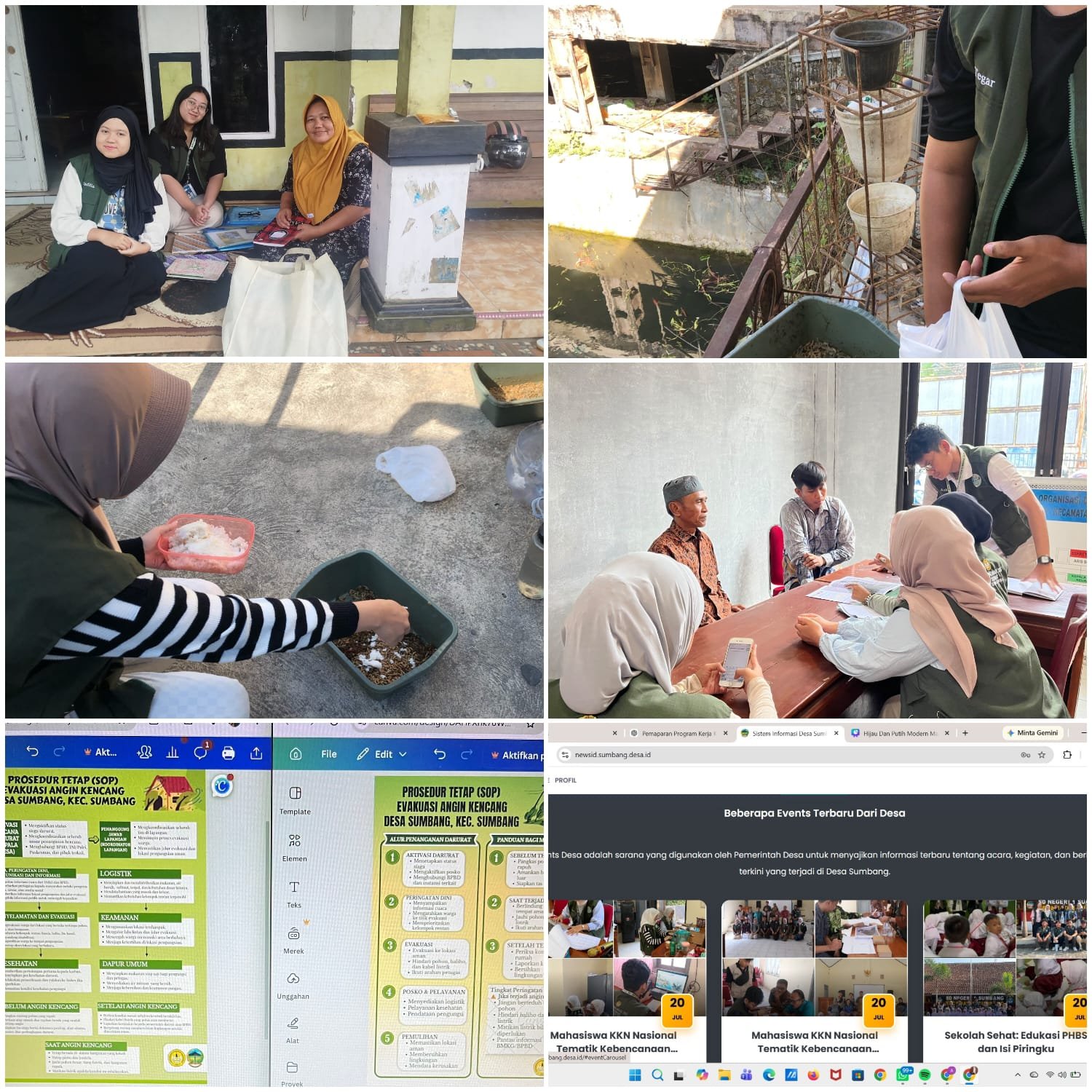 Monitoring Budidaya Maggot, Validasi Data DESTANA, Penyusunan SOP Darurat Bencana, Penyusunan Website Desa, dan Pendataan Penyakit Masyarakat