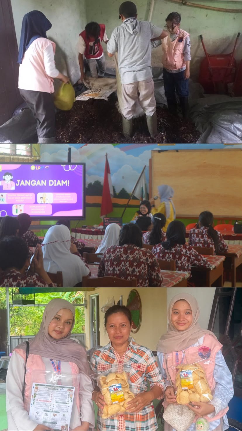 Day 11 Pembuatan Pupuk dari Eceng Gondok, Edukasi Anti Bullying, dan Survei dan Pembuatan Qris UMKM Desa Lenggang