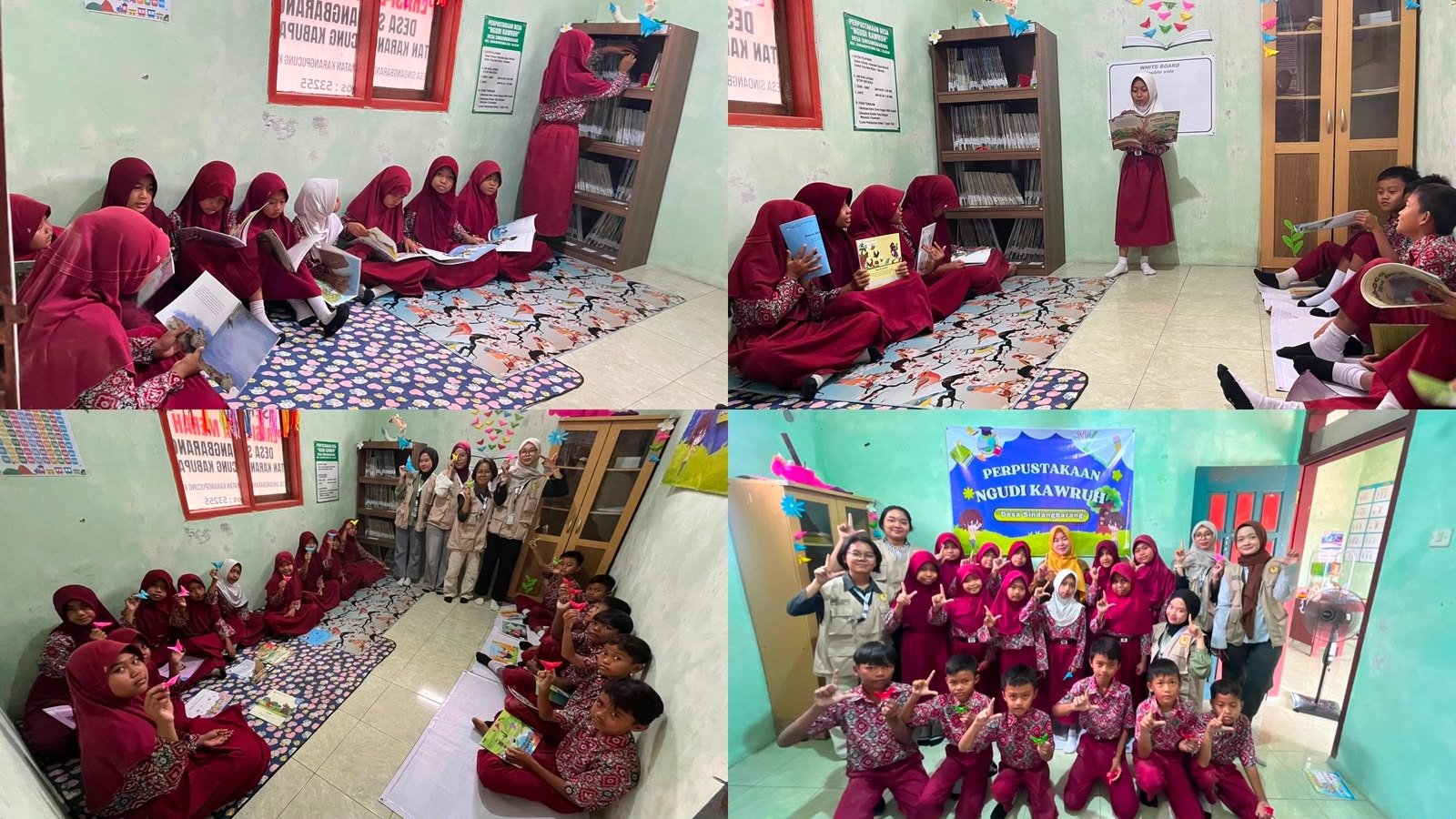 Kunjungan Literasi Siswa Kelas V SDN 05 Sindangbarang ke Perpustakaan Desa "Ngudi Kawruh"