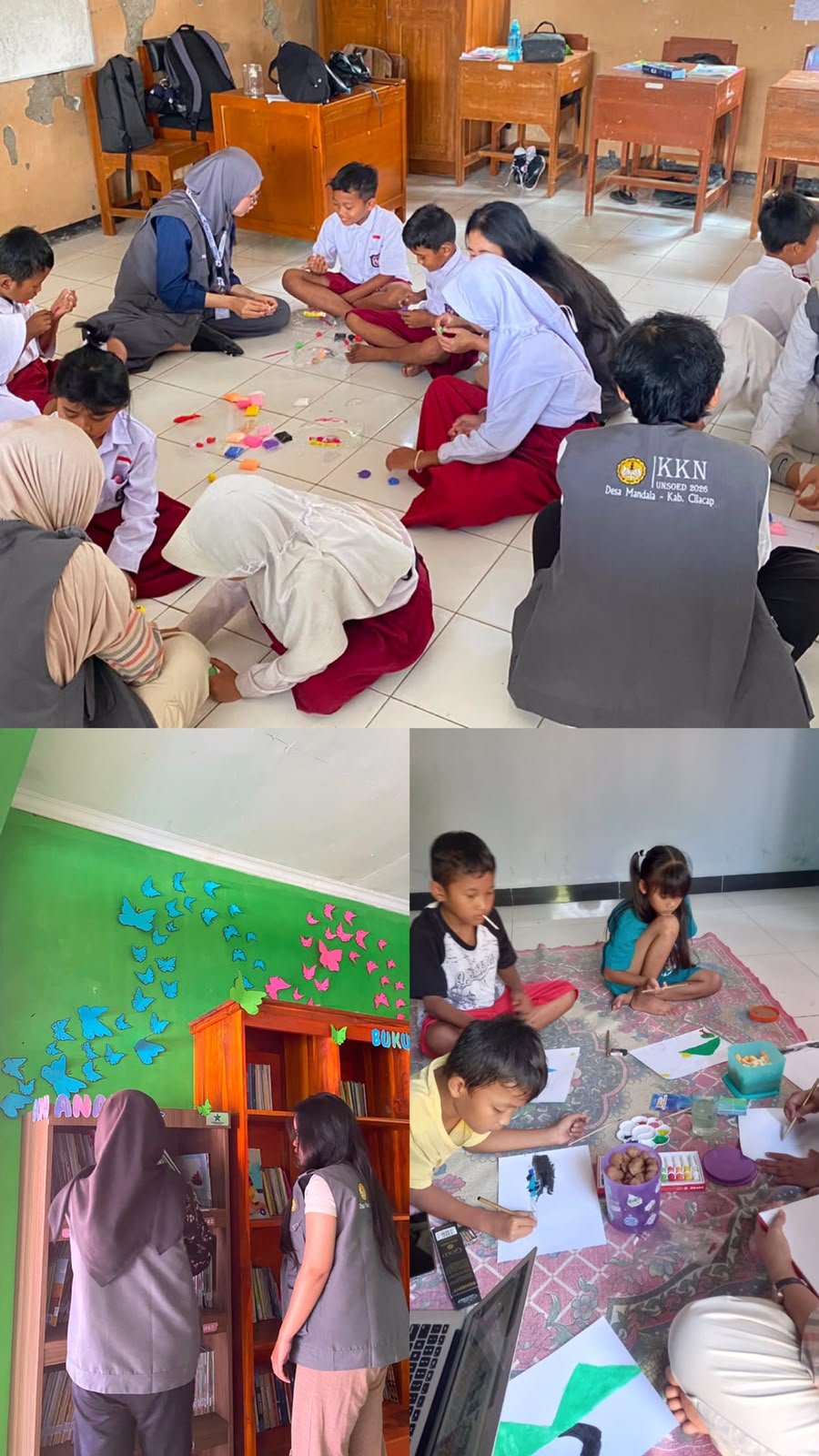Pelaksanaan Layanan Perpustakaan, Proyek Berbasis Isi Buku Bacaan, serta Aktivitas Belajar dan Bermain di Posko