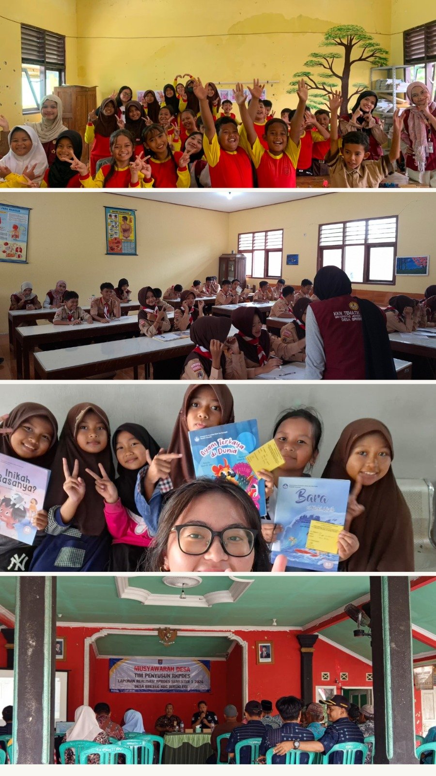 MENULIS CERITA BERBASIS BUKU BACAAN, KUNJUNGAN LITERASI KE SEKOLAH DASAR, LAYANAN PERPUSTAKAAN, DAN MENGHADIRI MUSYAWARAH DESA