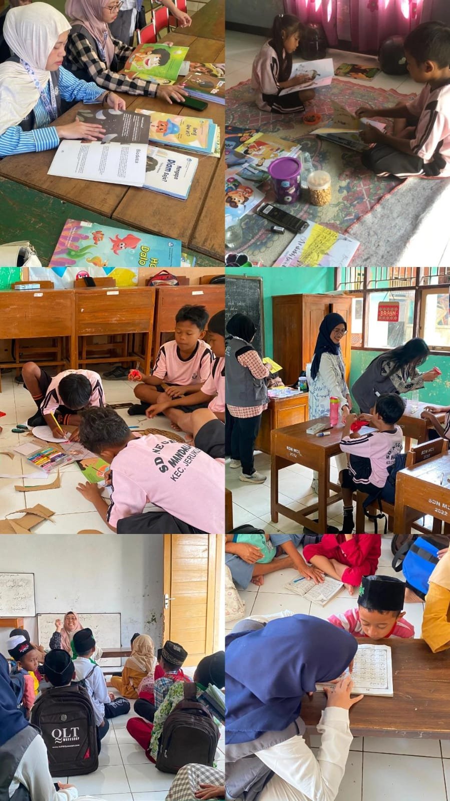 Pelaksanaan Layanan Perpustakaan, Proyek Berbasis Isi Buku Bacaan, Pembelajaran TPQ, serta Kegiatan Belajar dan Bermain di Posko