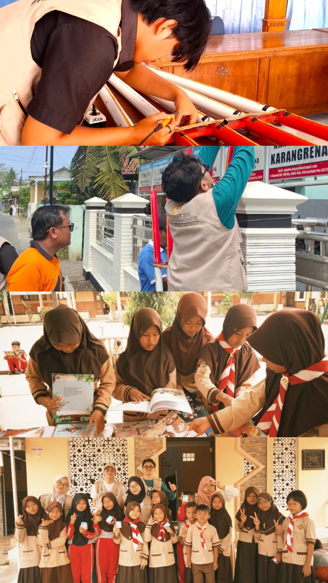 Kunjungan Perpustakaan Desa ke SDN Karangrena 01 dan Kerja Bakti di Balai Desa Karangrena