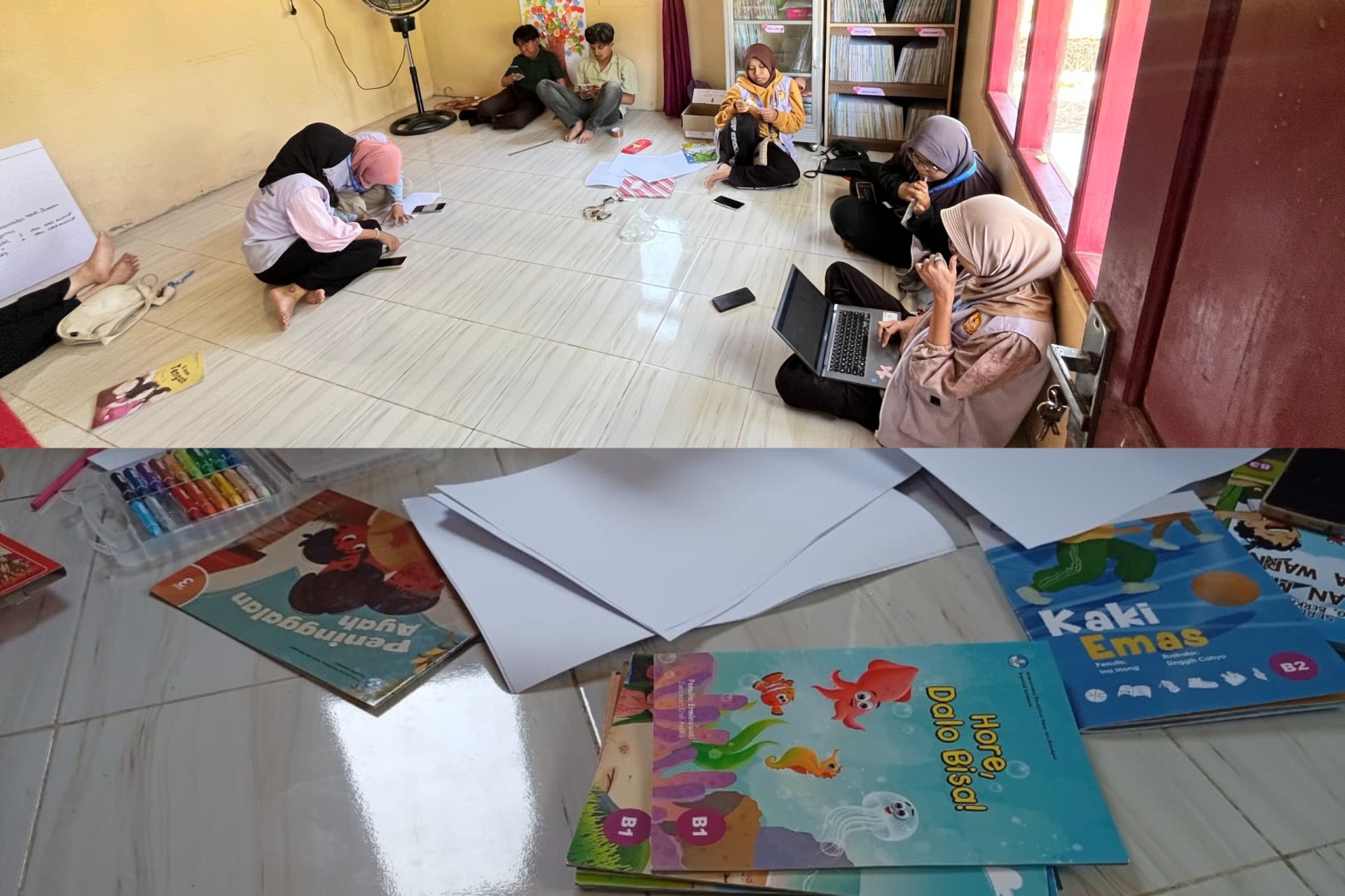 DAY 25 | Sambung Semangat Belajar, KKN-L 36 Grugu Gelar Bimbel "Lentera Cita" Bersama Siswa SDN Grugu 03 di Perpustakaan Desa