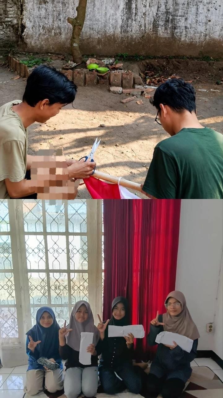 Pemasangan Bendera Merah Putih dan Pemberian Hadiah Menulis Cerita Berbasis Isi  Bacaan