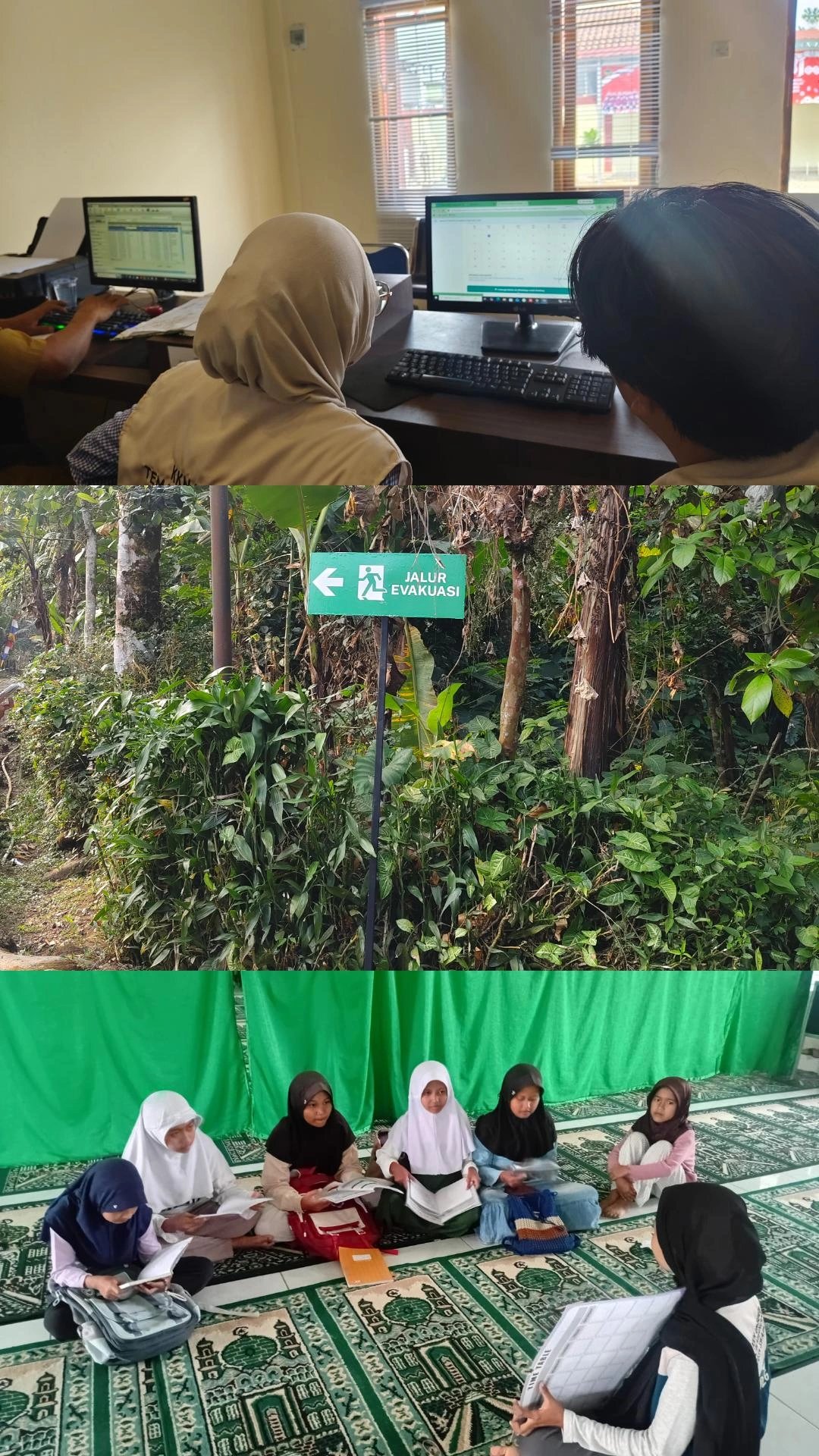Kegiatan Piket Balai Desa, Pemasangan Rambu Titik Kumpul dan Jalur Evakuasi Kebencanaan, dan Bimbel Rutinan