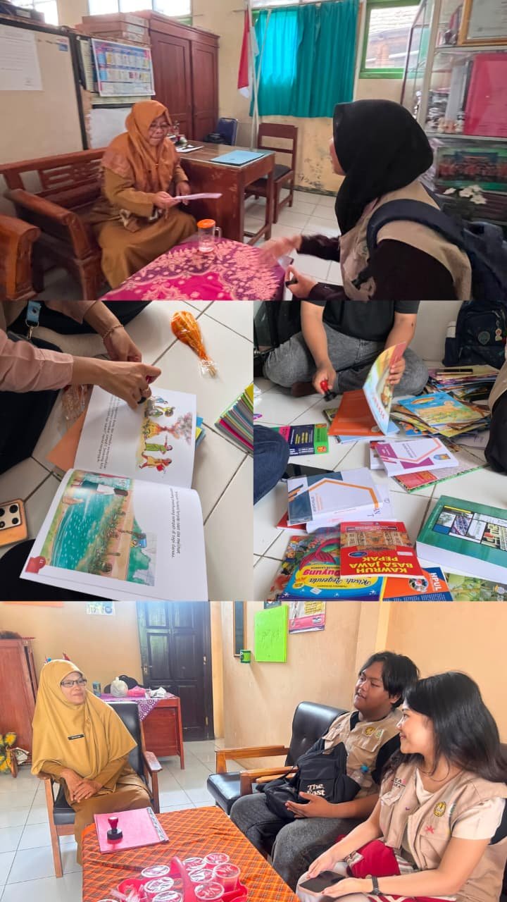 Mahasiswa KKN Unsoed Melaksanakan Program Kerja Pengelolaan Perpustakaan yaitu pelabelan 1000 buku dan membagikan surat undangan Apresiasi Literasi ke Sekolah di Desa Sudagaran