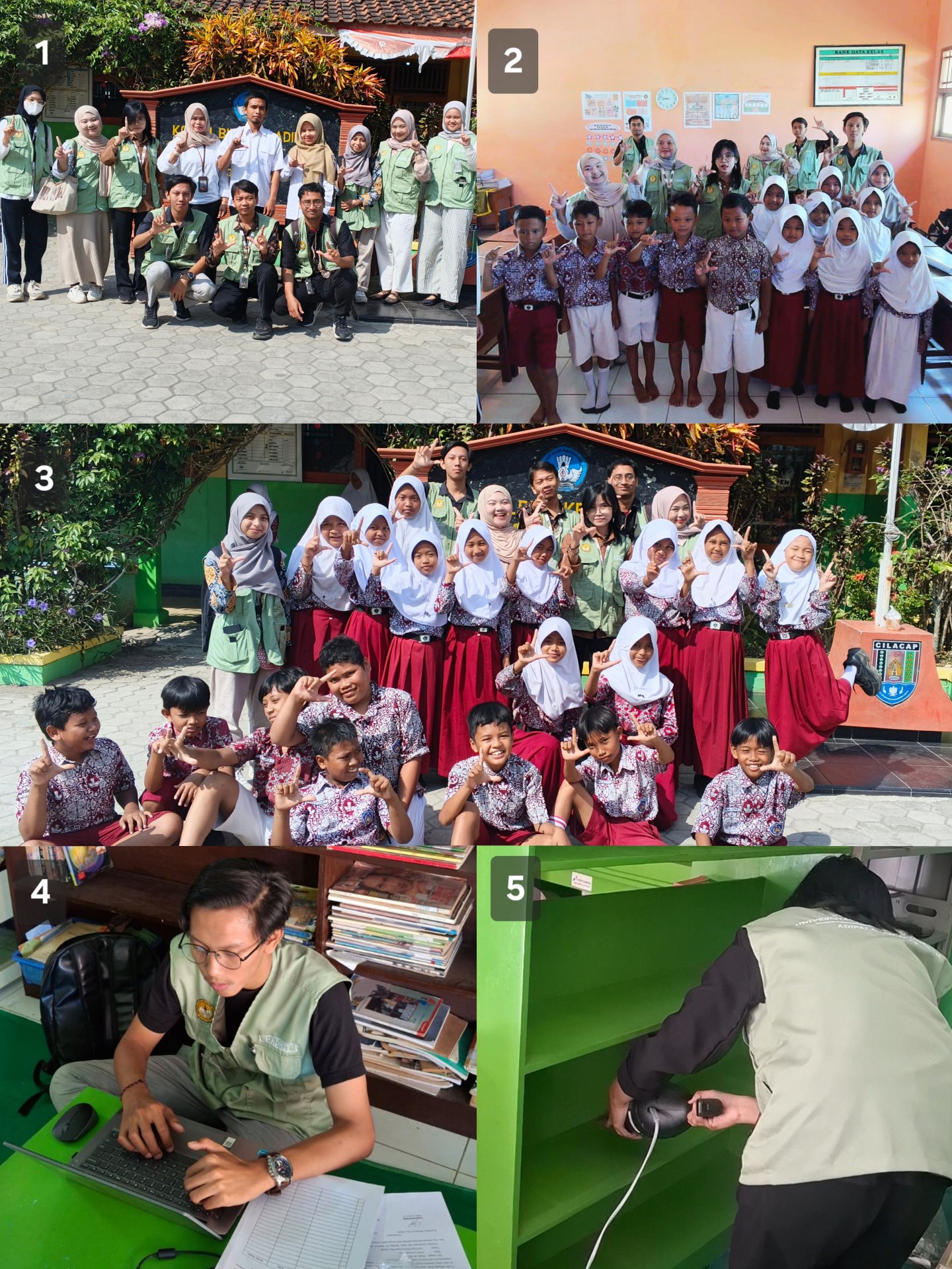 Kegiatan Membaca Nyaring di SDN Adipala 06 dan Piket Pelayanan Perpustakaan 'Ngudi Sastra' Desa Adipala