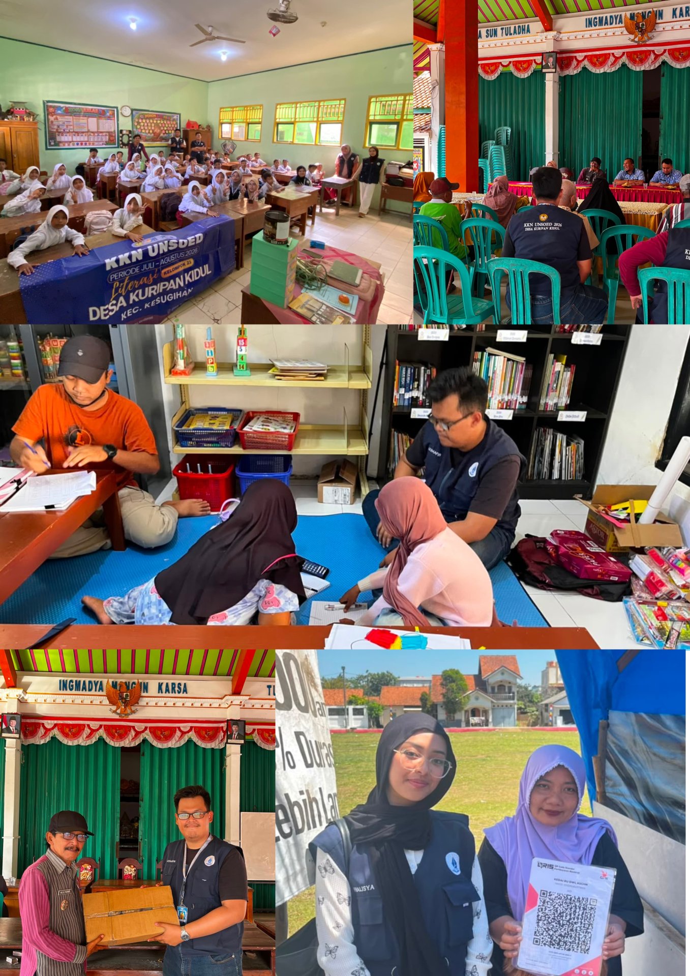 Pelaksanaan Program Berbasis Bacaan, Pendampingan Pembuatan QRIS, Penyaluran Bantuan Sosial, dan Pelayanan Perpustakaan