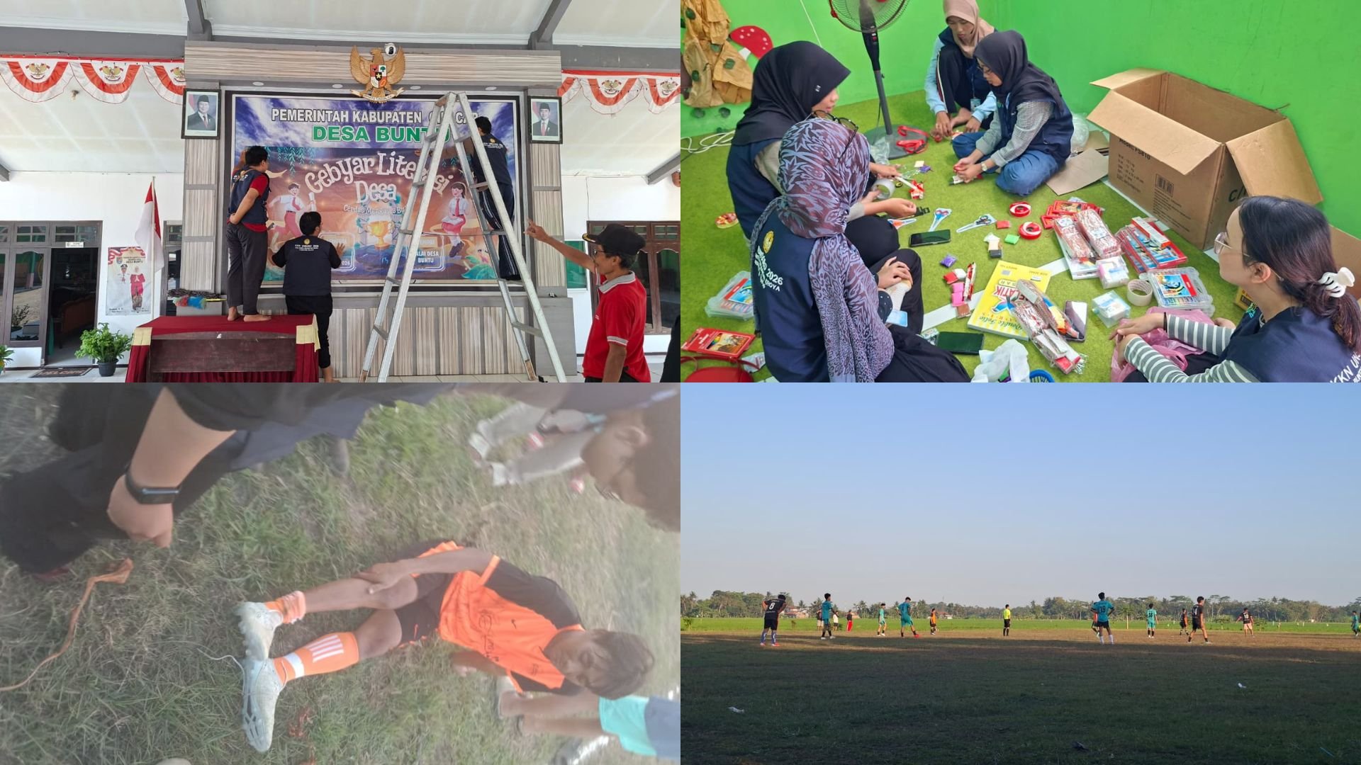 Persiapan Gebyar Literasi Desa dan Ikut Partisipasi Relawan Medis di Pertandingan Sepak Bola Desa Buntu
