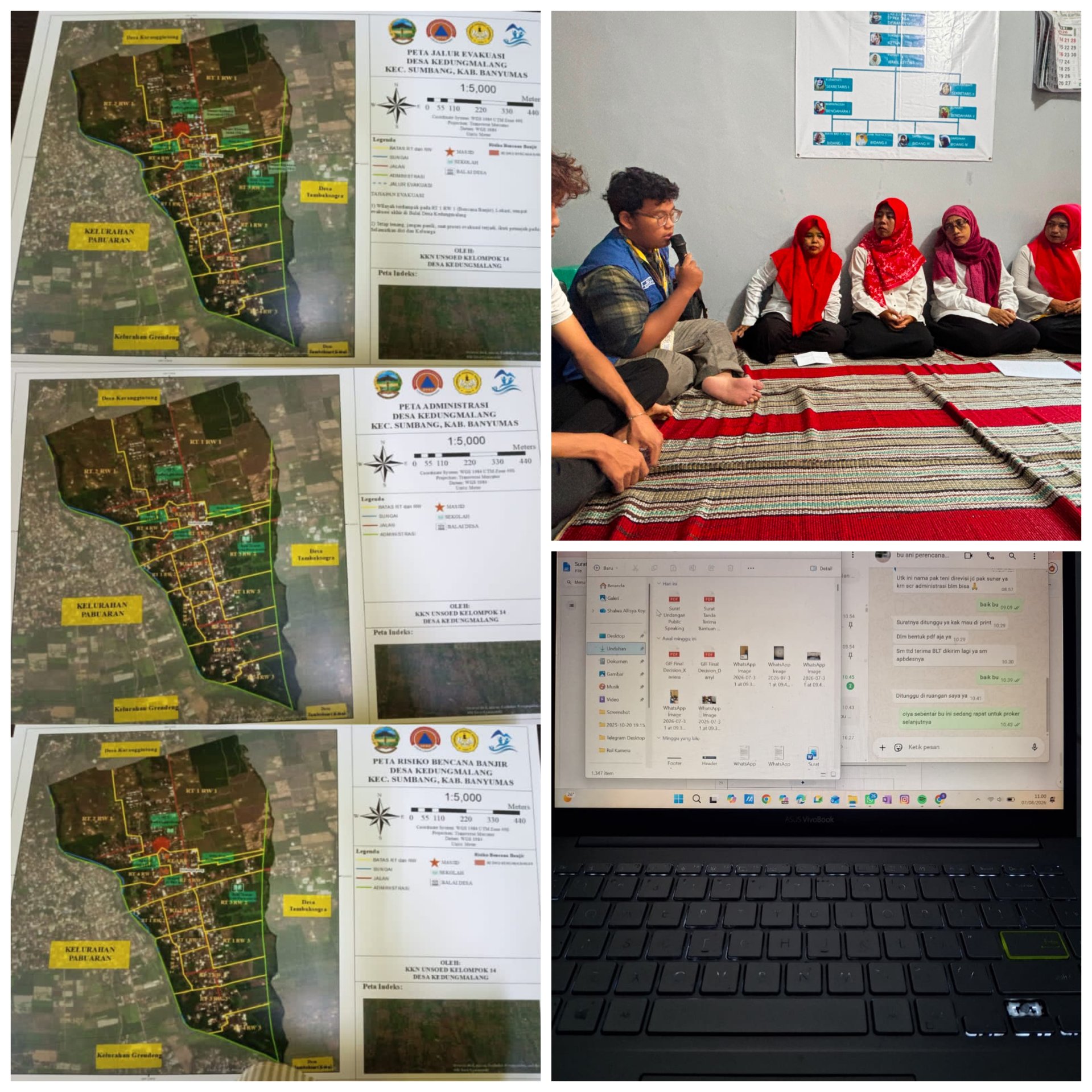 Sosialisasi Penyakit Tidak Menular -- Hipertensi dan Diabetes -- serta Stunting, PIKET PEMERINTAHAN DESA dan Peta administrasi, evakuasi, risiko bencana