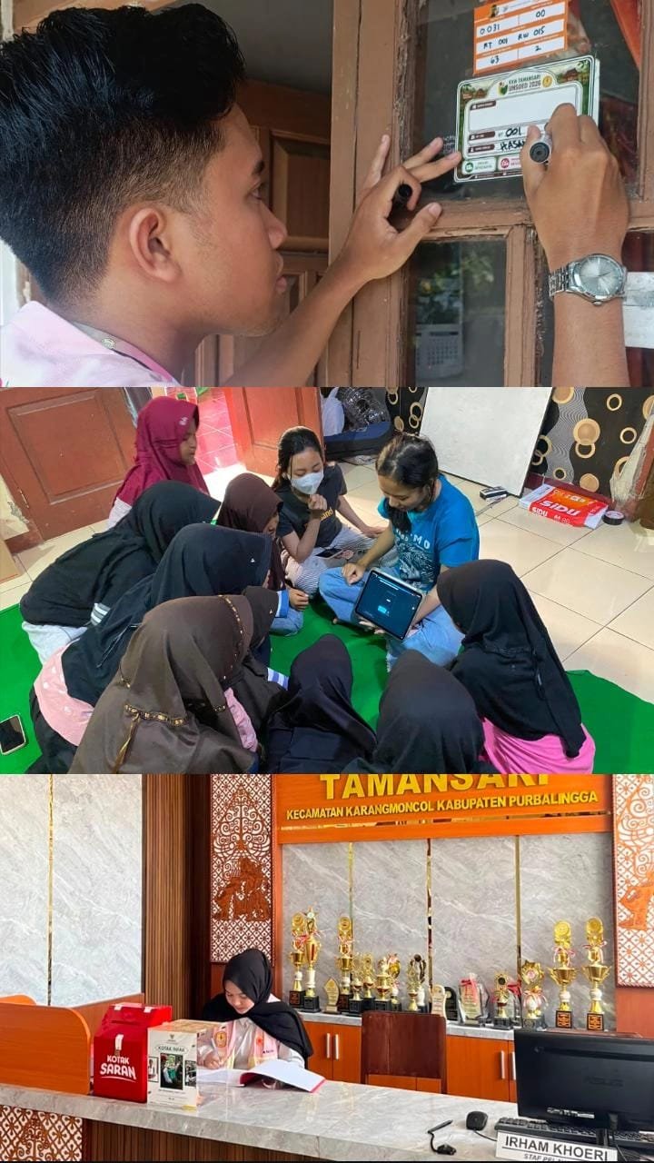 Penempelan Stiker Integrasi Penomoran Rumah, Piket Pelayanan Desa, Bimbingan Belajar.
