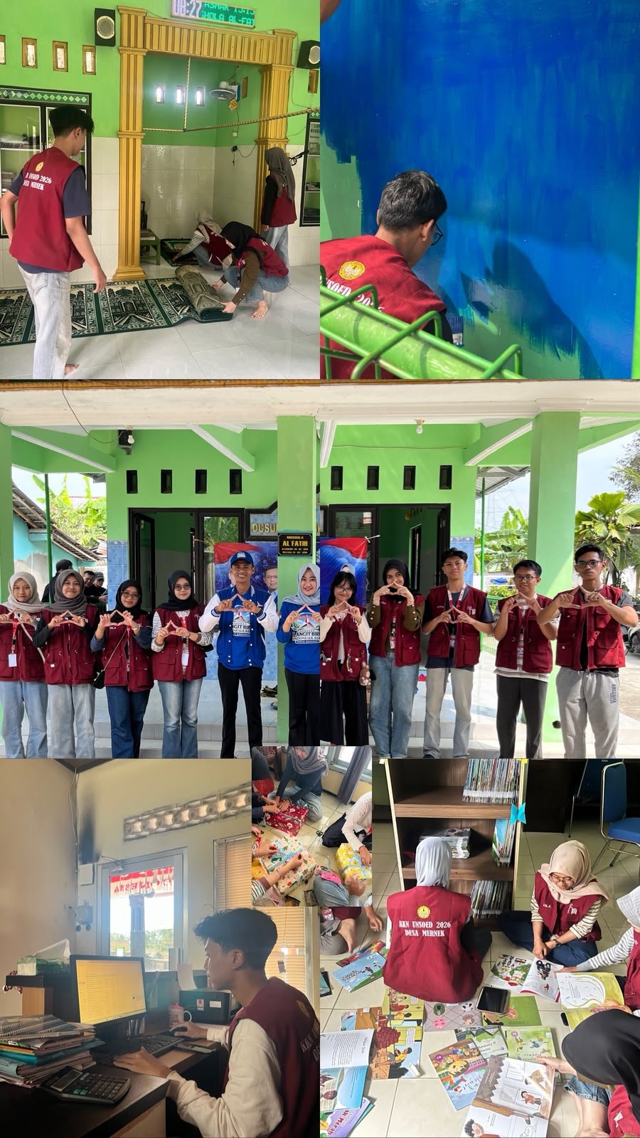 Persiapan Apresiasi Literasi Tingkat Desa, Pengelolaan Perpustakaan, Pelayanan Pemerintahan Desa, Partisipasi dalam Bakti Sosial di Mushola Al Fatih, dan Amplifikasi