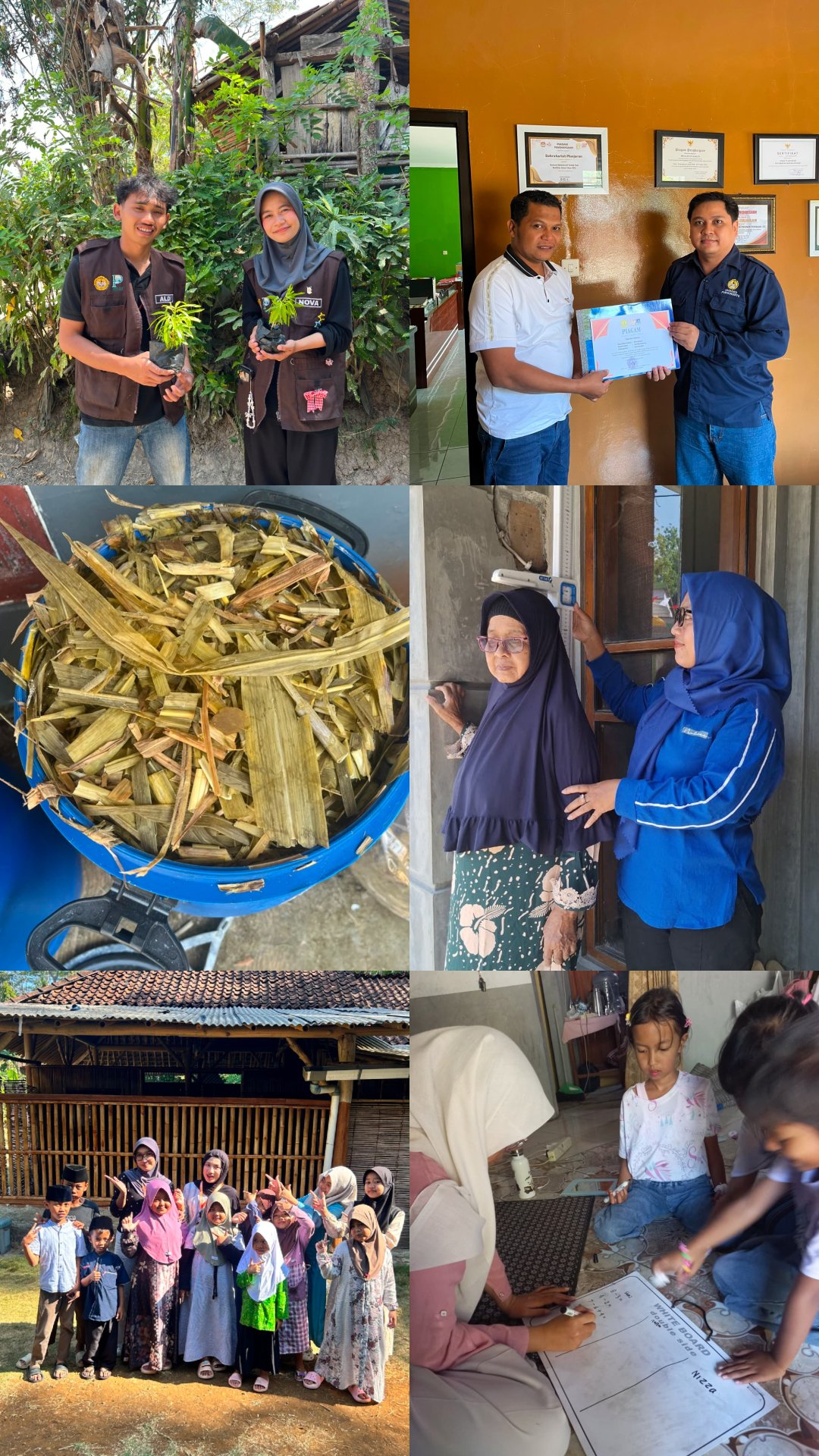 Pendampingan Posyandu melalui Edukasi PMT sebagai Upaya Pencegahan Stunting, Penanaman Zodia, Bimbingan Belajar Calistung, Belajar Bersama di TPQ, Kunjungan Dosen Pembimbing Lapangan dan Pengecekan Hasil Fermentasi Silase