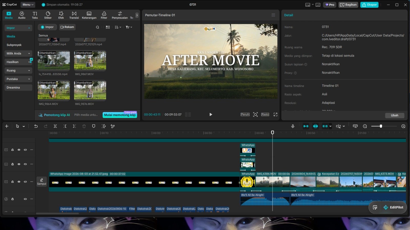 Editing Video After Movie KKN Kel 222 Desa Kalierang