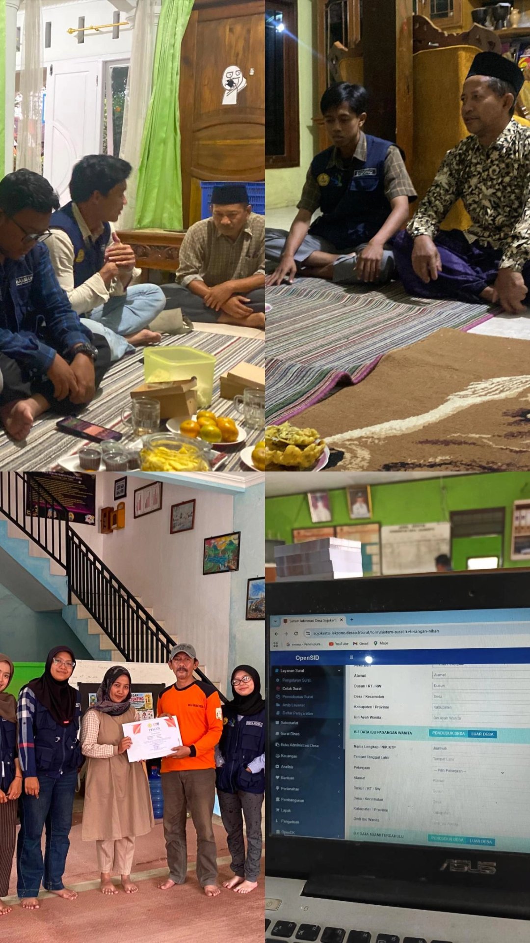 Silaturahmi dan sowan sekaligus pamit kepada Kepala Dusun Wonokasihan dan Pemerintahan Desa Dusun Bangon, Piket Balai Desa, Pendampingan DPL