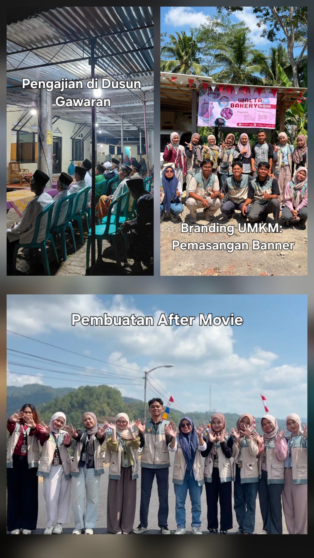 Pembuatan After Movie, Pemasangan Banner UMKM, dan Partisipasi dalam Pengajian Masyarakat Desa Trimulyo