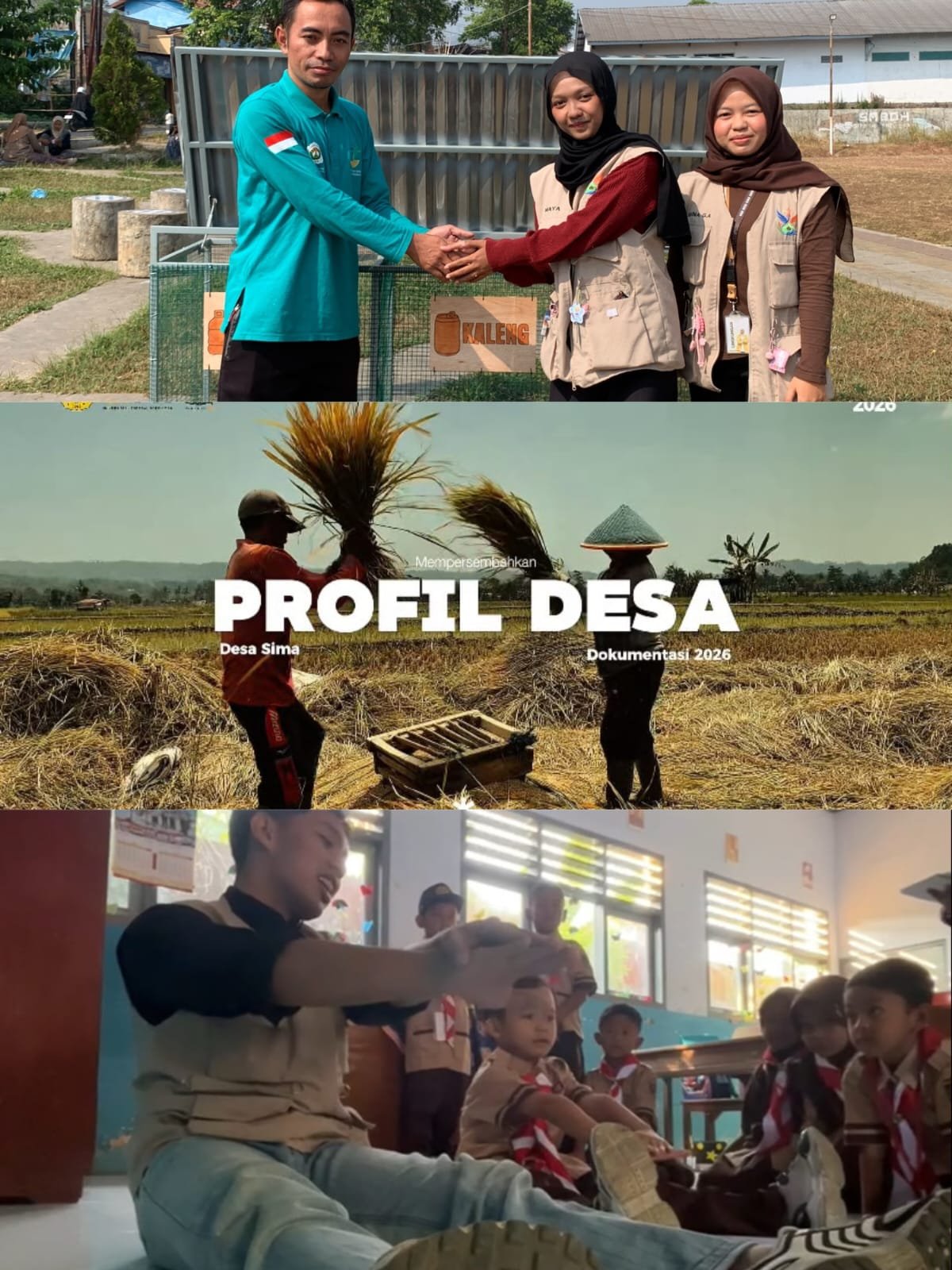 Pendampingan Posyandu: Uji Fleksibilitas SD N 03 Sima, Peresmian dan Penyerahan Bank Sampah, Video Profil Desa.