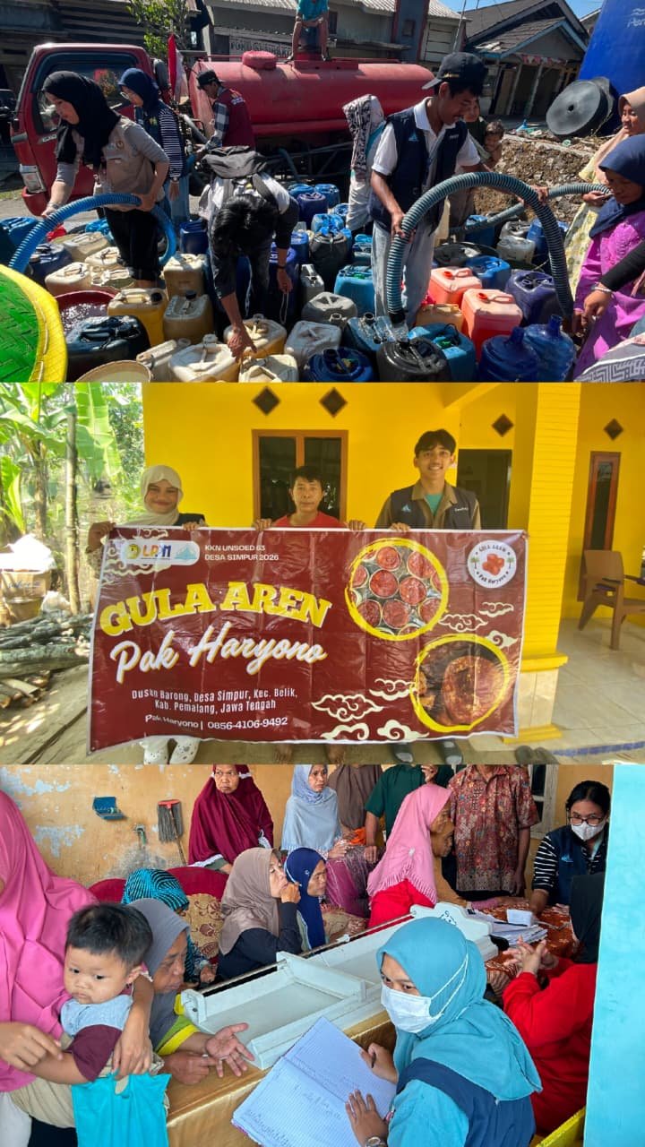 Pendampingan Posyandu Flamboyan 2, Penyerahan Banner UMKM Gula Aren, dan Mengikuti Kegiatan Pembagian Air Bersih