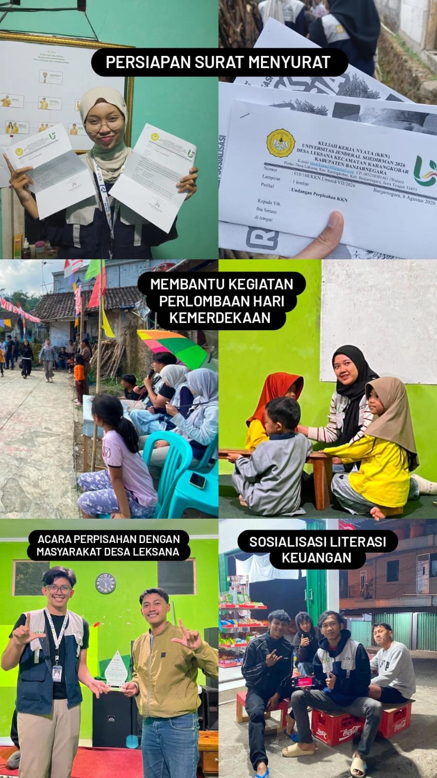 Melaksanakan Program Kerja Supporting Acara Hari Kemerdekaan - Dusun Sidamukti, Sosialisasi Literasi Keuangan serta Mempersiapkan dan Melaksanakan Perpisahan KKN dengan Perangakat Desa dan Warga Sekitar
