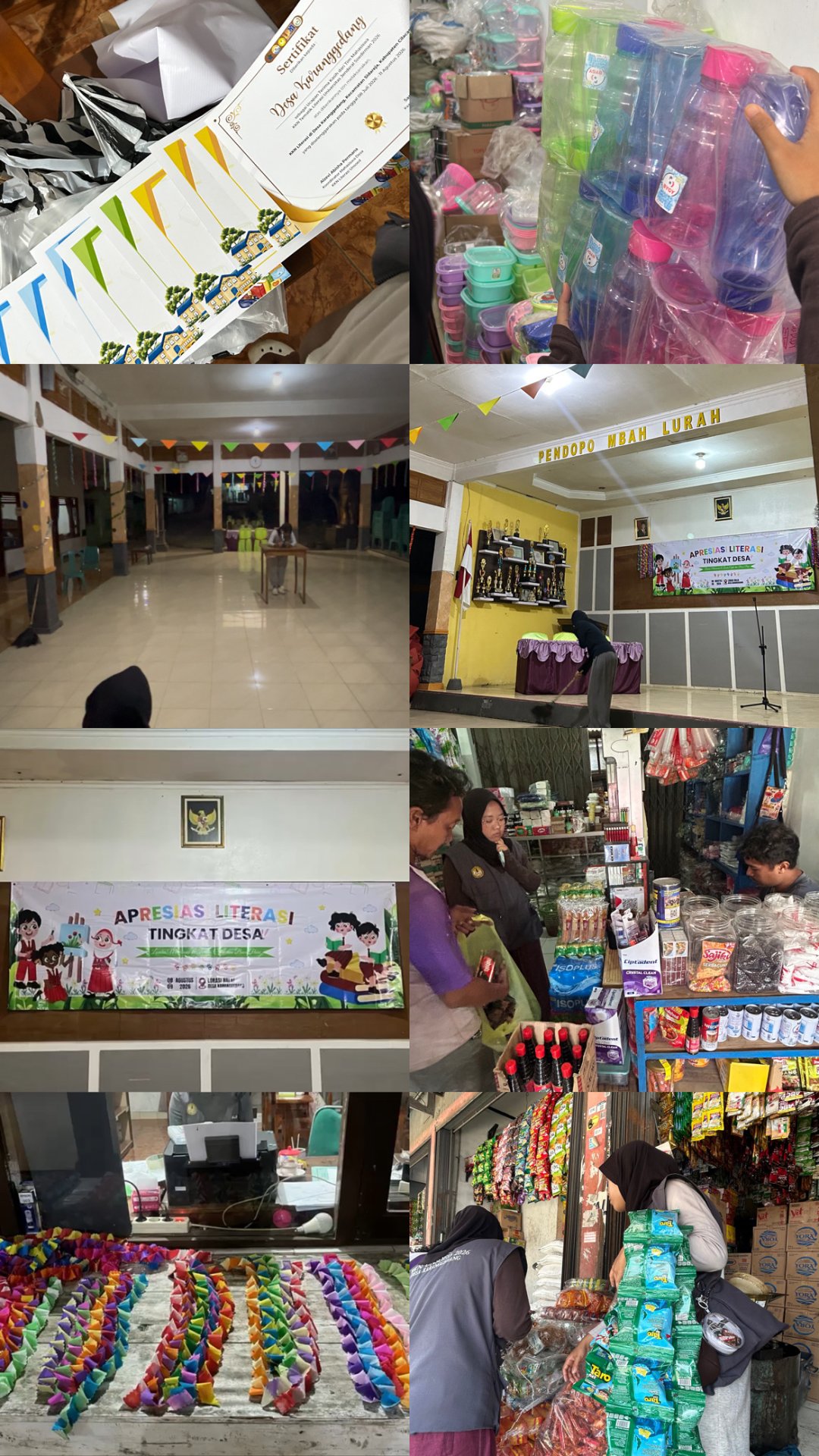 Pelaksanaan Dekorasi dan Persiapan Teknis Lomba Apresiasi Literasi Tingkat Desa Karanggedang oleh Tim KKN Tematik Literasi UNSOED