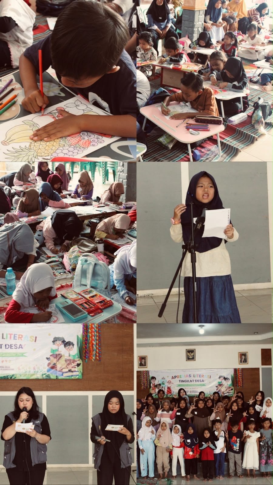 Penyelenggaraan Program Kerja Apresiasi Literasi Tingkat Desa : Lomba Mewarnai, Cipta dan Baca Puisi di Balai Desa Karanggedang oleh Tim KKN Tematik Literasi UNSOED