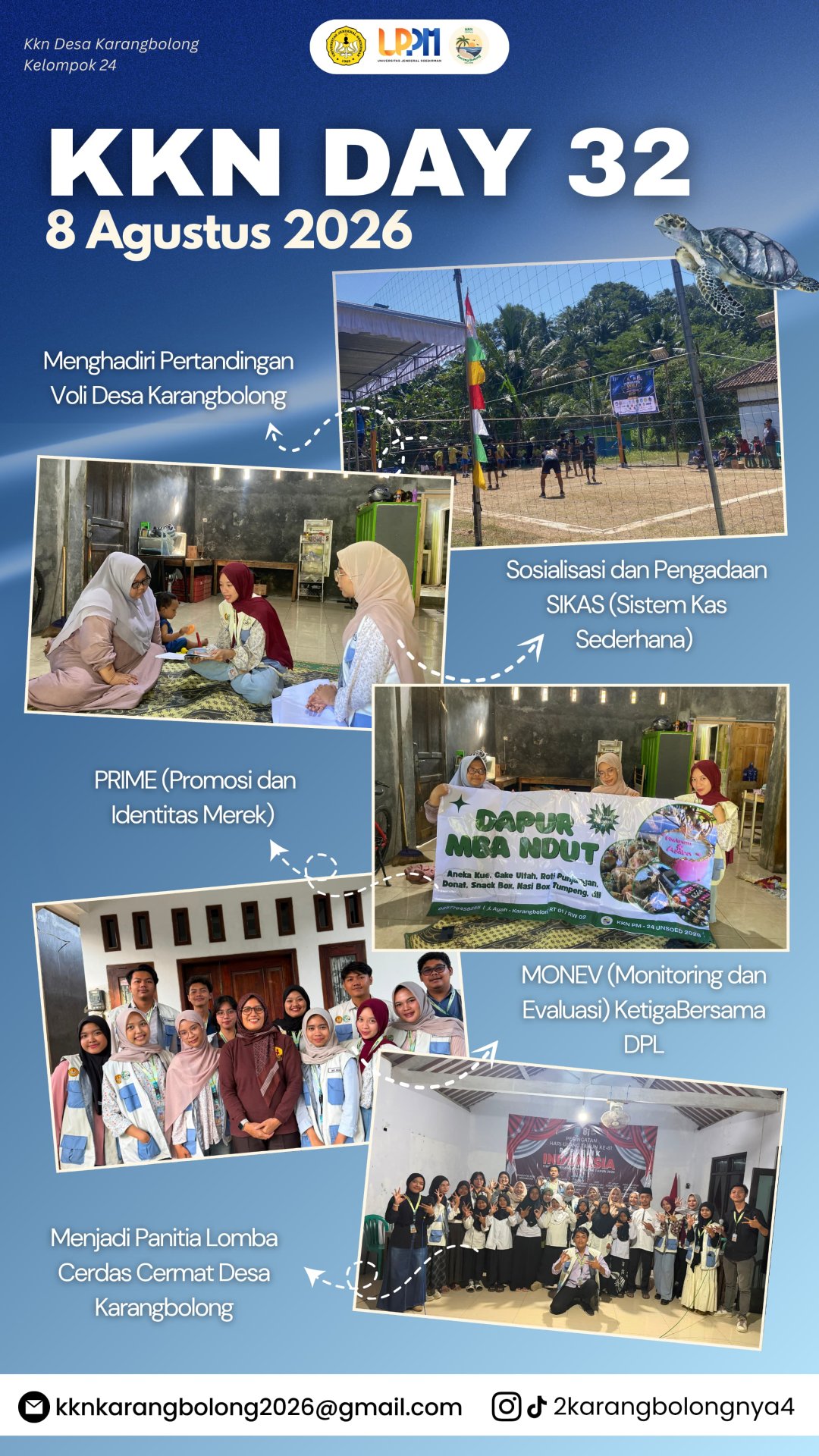 Menghadiri Pertandingan Voli Desa Karangbolong, SIKAS, Sosialisasi SIKAS, PRIME, MONEV, dan Menjadi Panitia Lomba Cerdas Cermat Desa Karangbolong
