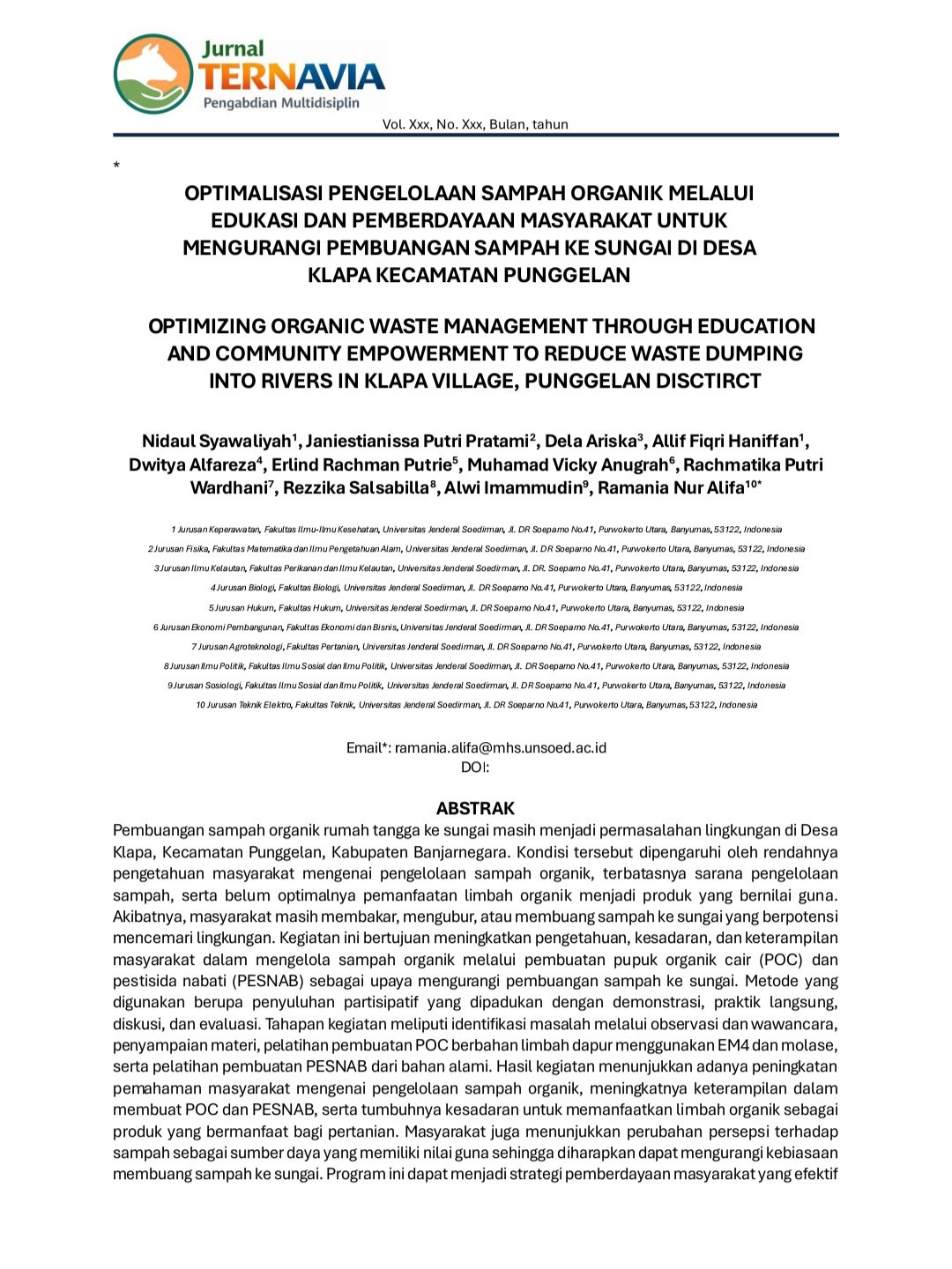 Penyusunan Artikel sebagai Pelaporan Kegiatan KKN