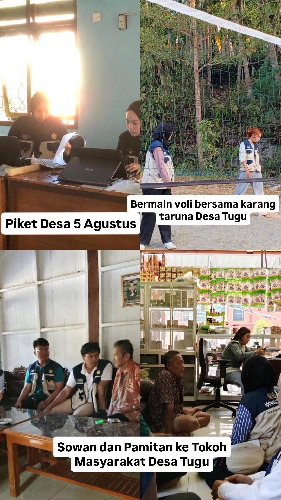 Piket Desa, Sowan dan Pamitan kepada Masyarakat, serta Bermain Voli Bersama Karang Taruna Desa Tugu