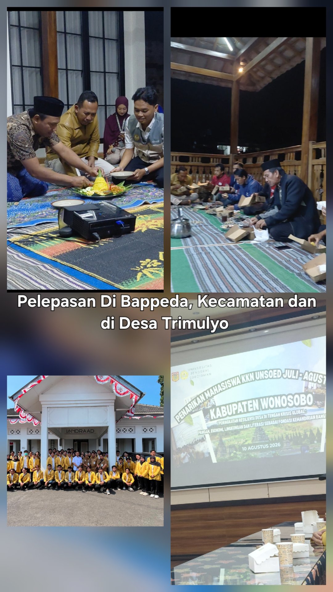 Rangkaian Pelepasan KKN dan Ungkapan Syukur melalui Potong Tumpeng Bersama Pemerintah serta Masyarakat Desa Trimulyo