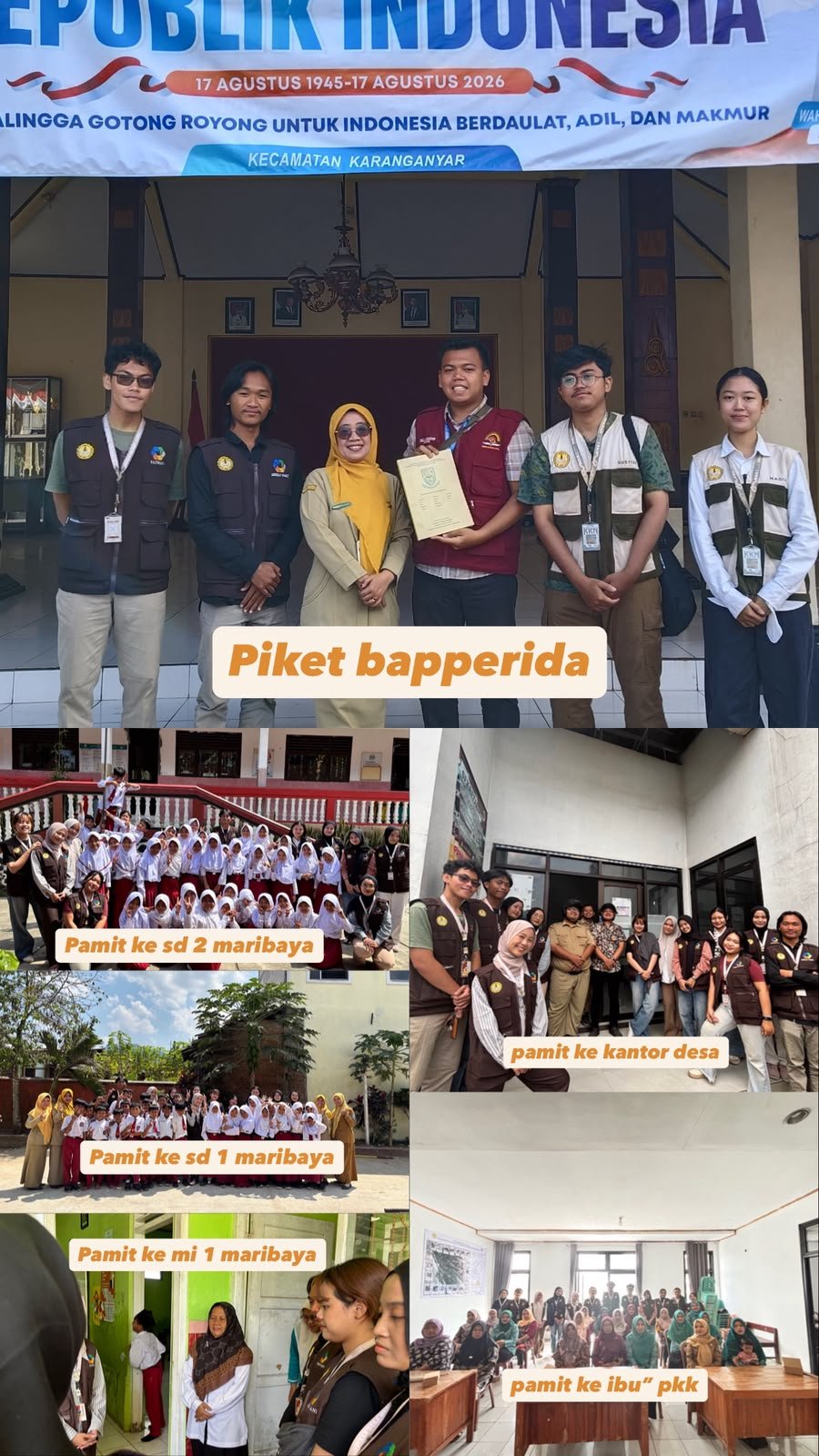 Pelaksanaan piket Bapperida serta penutupan rangkaian program kerja KKN melalui pelepasan dan pamitan kepada pihak sekolah, perangkat desa, dan organisasi kemasyarakatan Desa Maribaya.