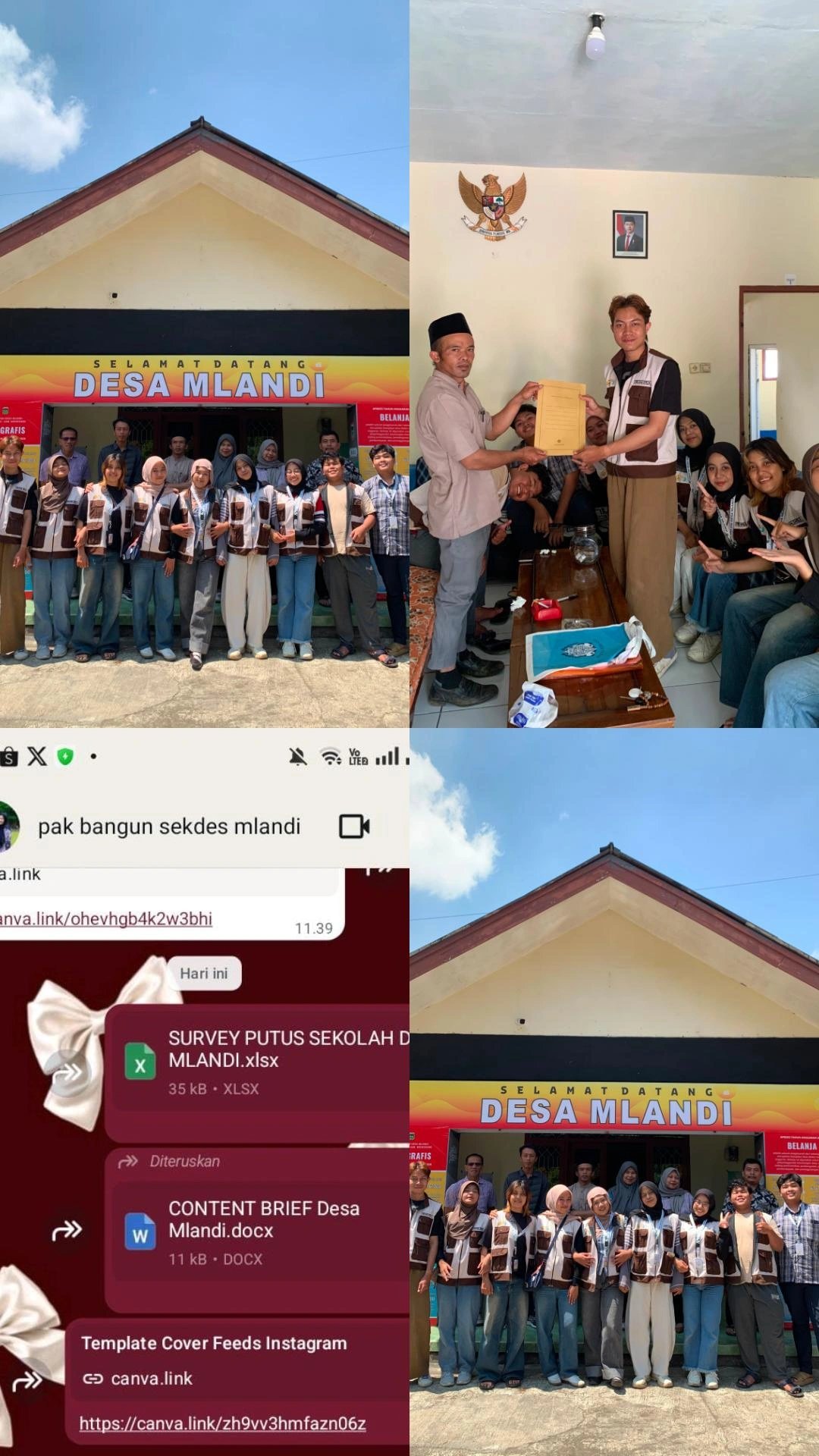 Pelepasan dan Kepulangan Mahasiswa KKN dari Desa Mlandi serta Pengelolaan Media Sosial Desa Mlandi dengan Content Brief Tersusun
