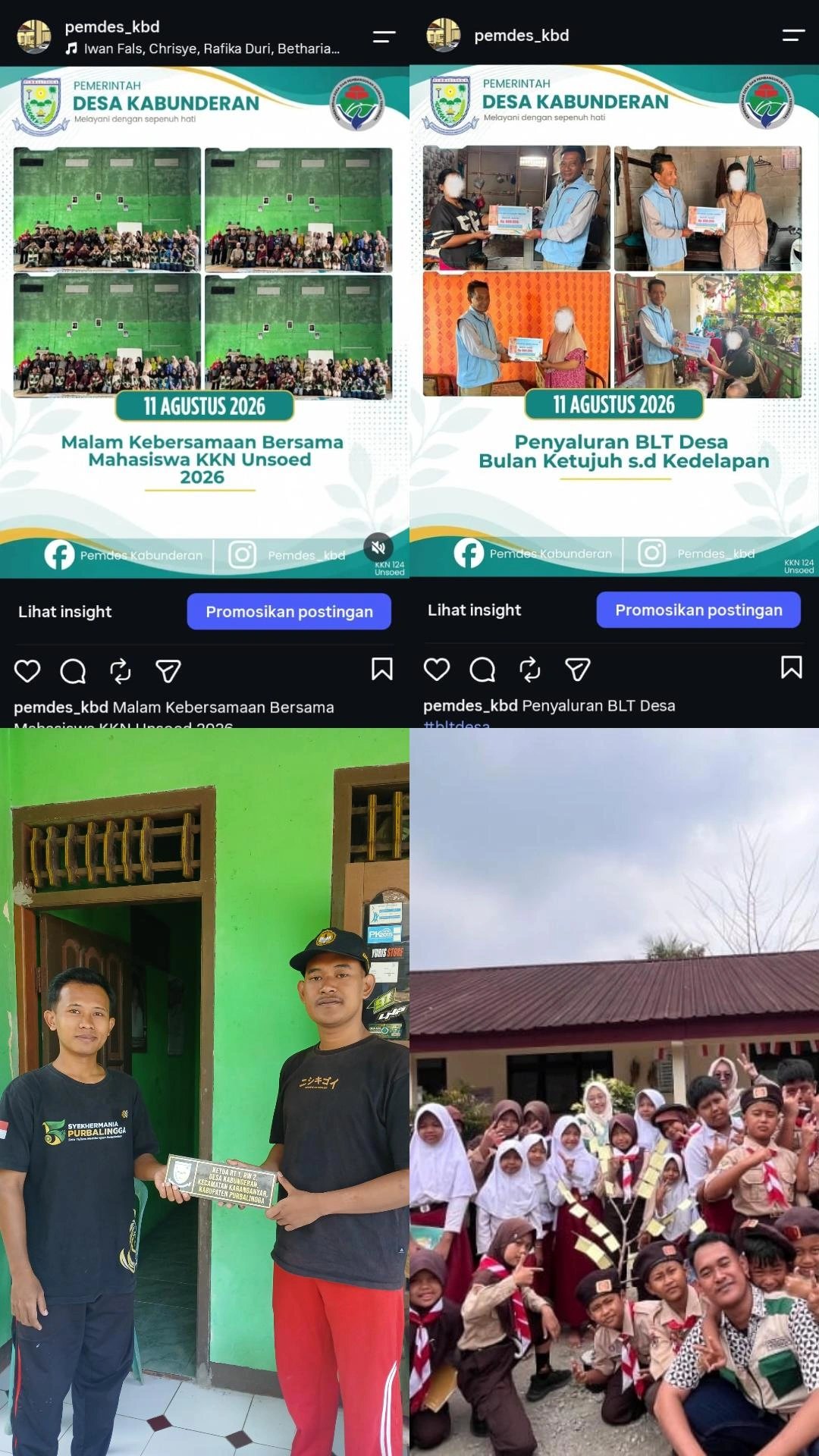 Pemasangan papan identitas Kepala Desa, RW, dan RT + Mengaktifkan Media Sosial Desa + Pohon Harapan Anti Bullying SMP