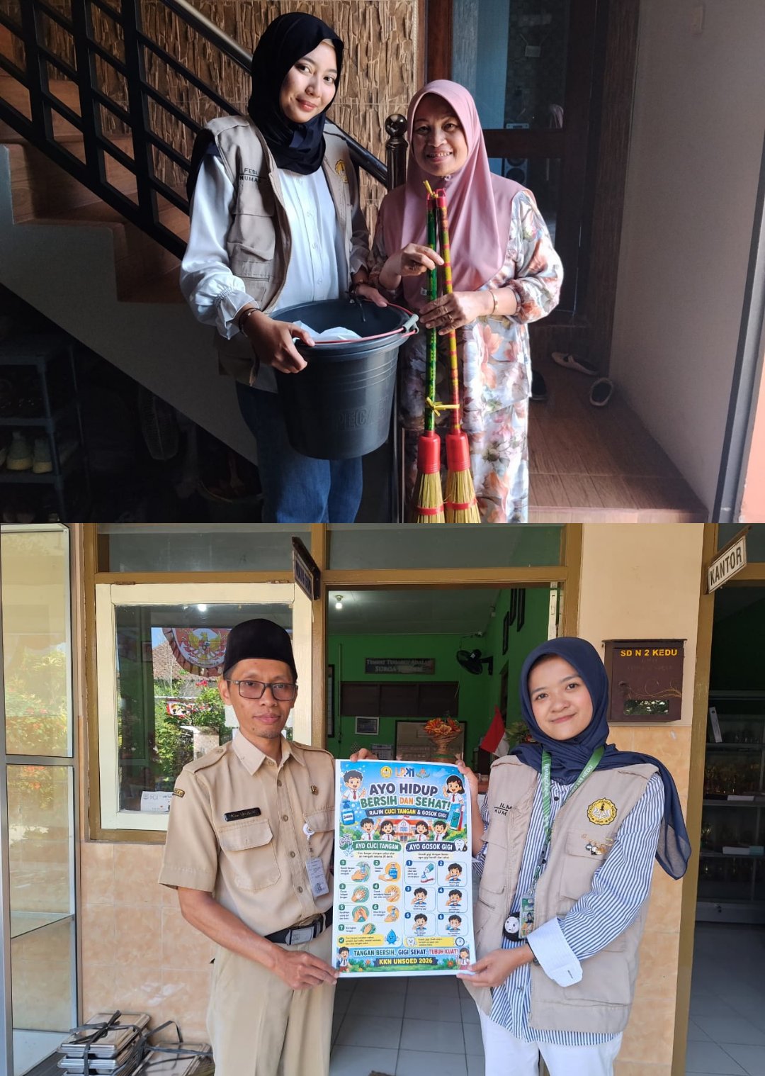 Penyerahan Luaran Program Kerja KKN berupa Poster PHBS ke SD Negeri 2 Kedu dan Inventarisasi Kebersihan untuk SPALD-T